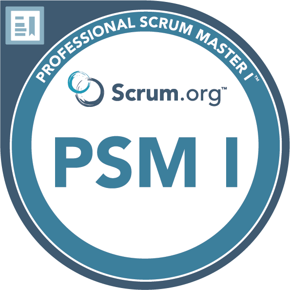 Professional Scrum Master I (PSM I)  certification logo - Practice exam preparation